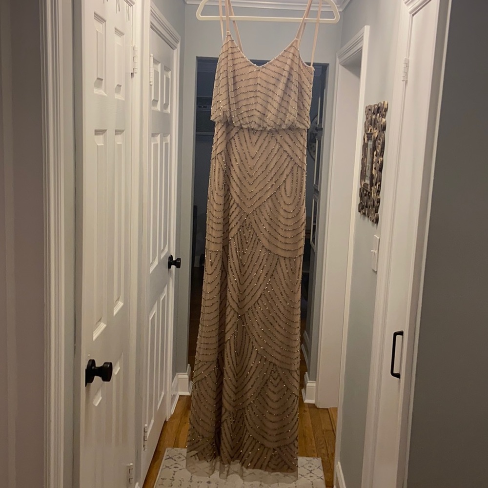 Adrianna Papell Art Deco Blouson Beaded Gown